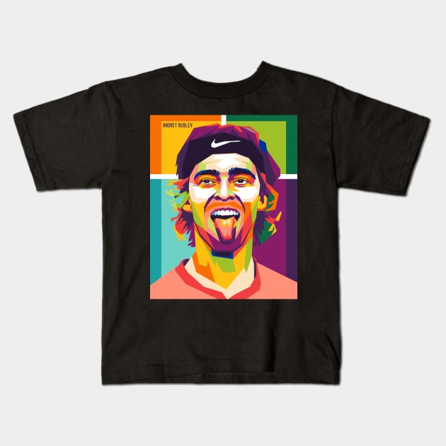 andrey rublev  with tongue hanging out Kids T-Shirt by cool pop art house